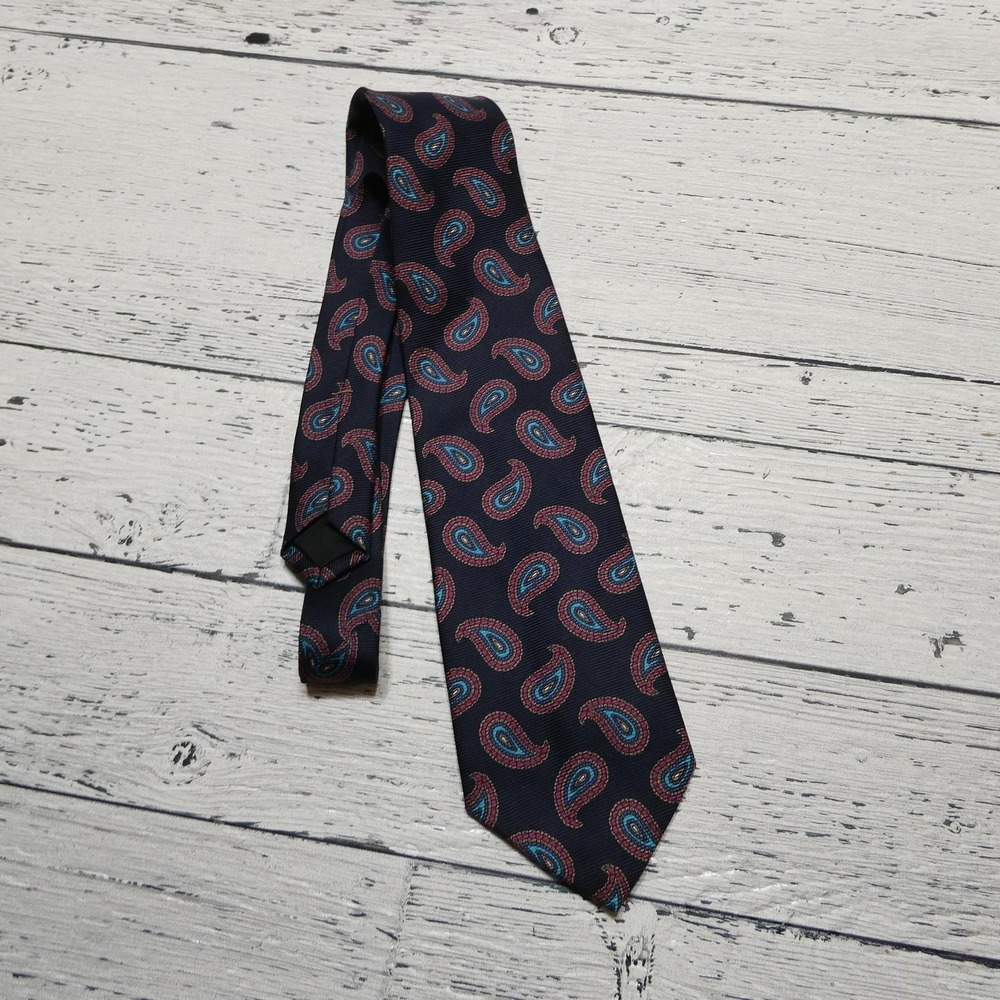 Ferrell Reed Tie Mens One Size Blue Paisley Woven Classic Dress Necktie Formal - Picture 2 of 5